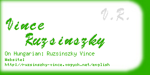 vince ruzsinszky business card